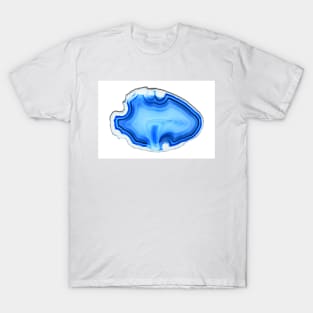 Blue agate mineral cross section background T-Shirt